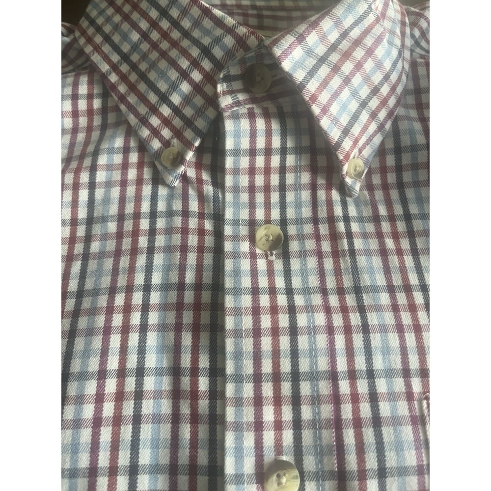 LL Bean Shirt Men's Small S-Reg Blue Red Plaid Long Sleeve Button Down EUC